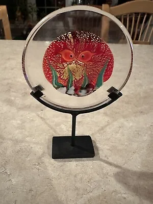 Murano Glass Aquarium With Fish On Metal Stand - Beautiful Piece • $119.99