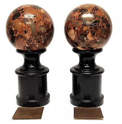 Antique Post War Mid Century Modern MCM Heavy Italian Marble Sphere Bookends • $750