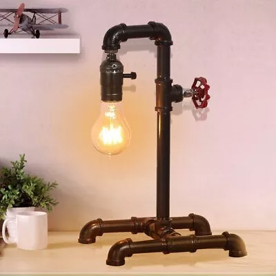 E26 Industrial Rustic Retro Pipe Light Steampunk Desk Table Bedroom Lamp Light • $27.87