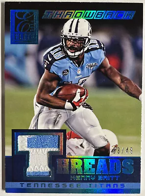 Kenny Britt 2014 Elite Throwback Threads Prime Patch Dual Color Jersey 33/49 • $9.99