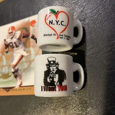 2x Mini Coffee Mugs 1.25  Collectible Cups Uncle Sam I Want You NYC Always Heart • $8.99