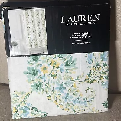 Ralph Lauren Cotton Fabric Shower Curtain Watercolor Floral Cottage • £24.10