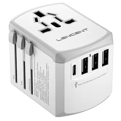 $29.99 • Buy LENCENT International Universal Travel Adapter W/ 3 USB Type C AC Power Charger