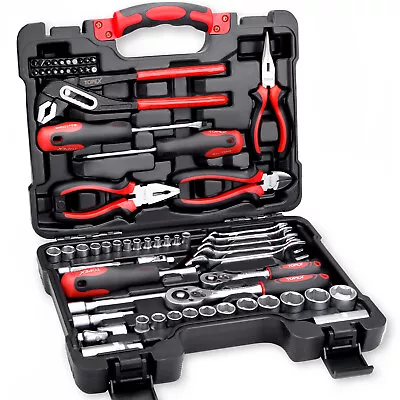 TOPEX 65PCs Hand Tool Set Portable Mechanics Automotive Repair Workshop Tool Kit • $71.10