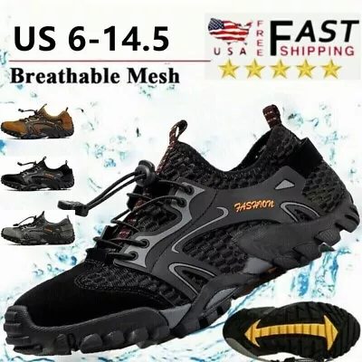 Mens Quick Dry Water Shoes Non-slip Outdoor Trekking Beach Wading Sneakers Size8 • $25.88