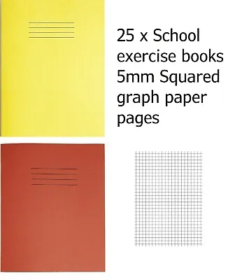 £10.99 • Buy 25 X SCHOOL EXERCISE BOOKS 5MM SQUARES A5 GRAPH PAPER CLASS SILVINE RHINO 48Page