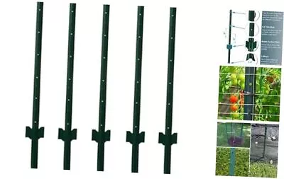 Metal Fence Post Fence U Post Green 4 Feet Pack Of 5 For Garden Wire 4'5 PCS • $50.28