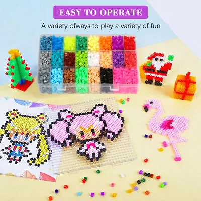 1Set Mini Iron Hama Beads Kit Kids Fun DIY Craft 5mm 24 Colours Set Gift Toys AU • $53.41