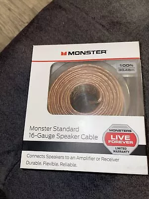 Monster Standard 16 AWG Gauge Speaker Cable 100ft 30.5 Meters Brand New In A Box • $14.99