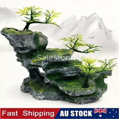 AU Aquarium Mountain Resin Stone Rock Coral Reef Cave Fish Tank Ornament Decor • $22.99