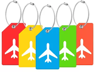 Pvc Silicone  Luggage Tags Holiday Suitcase Labels Travel Bag Plane Design Color • £2.69
