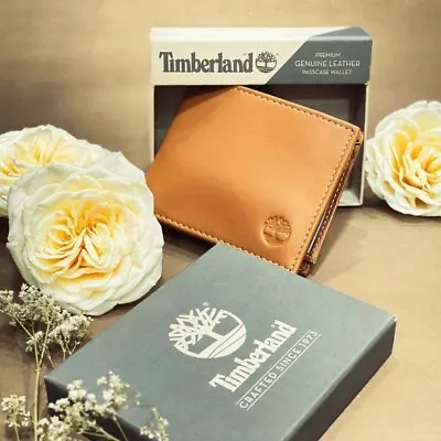 Timberland Genuine Leather Passcase Wallet Tan $55 D01387/02 • $14.15