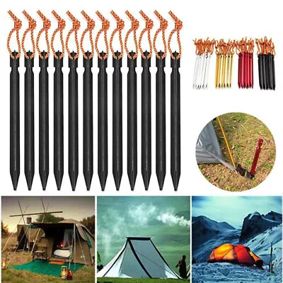 Hot Titanium Alloy Lightweight Tent Nail Pegs Stakes With Rope Camping Outdoor • $8.99