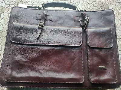 Genuine Leather Tosca Vintage Briefcase/ Handbag/Bag Rich Dark Red Colour EUC • $98