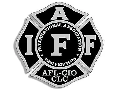 Iaff Afl-cio Clc Fire Maltese Helmet Black Gray 4  Car Sticker Decal Made In Usa • $19.99