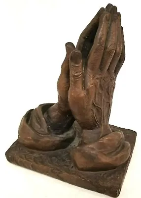 Vintage 11  H Marwal Ind Inc Christian M. Lucches Sculpture Praying Hands Brown • $27