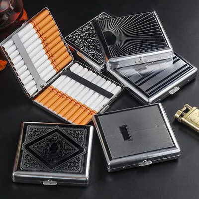 Engraved Metal Cigarettes Tobacco Slim Case Container Box Cigars Storage Holder • $6.99