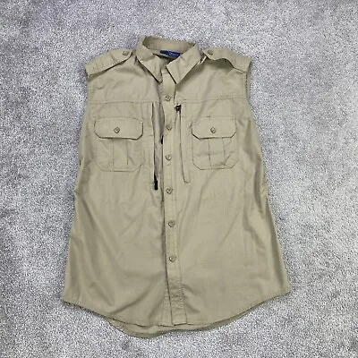 Propper Tactical Vest Mens Size M Pockets Zip Button Down Sleeveless Beige • $28.97