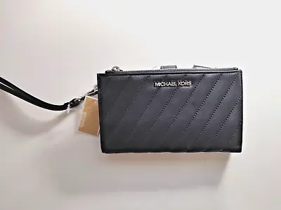 Michael Kors Black Double-Zip Peyton Wristlet Vegan Leather • $129.99