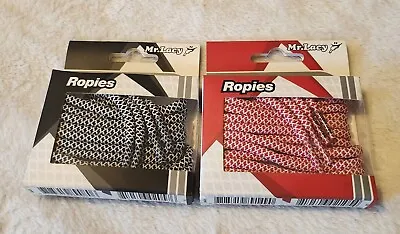 Mr Lacy Black & Red Ropies Laces Length: 130cm / Width: 5.5mm  2Pack BNIB • £7.99