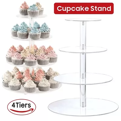 Tier Level Round Cupcake Stand Dessert Tower Clear Acrylic Display Cake Stand • £13.99