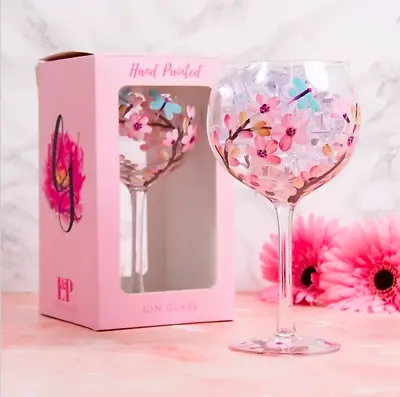 Dragonfly Large Gin Glass Hand Painted Balloon Glass Flowers Butterflies • £11.99