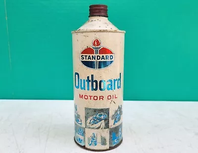 Standard Oil Co OUTBOARD Motor Oil Cone Top Can Quart Bottle Canco Boat Vintage • $79.95