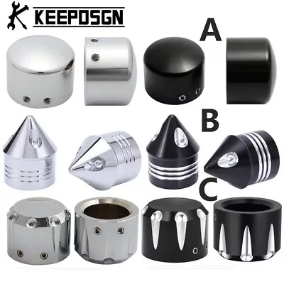 $15.44 • Buy Pair CNC Thick Cut Front Wheel Axle Nut Covers Cap Bolt Fits For Harley Davidson