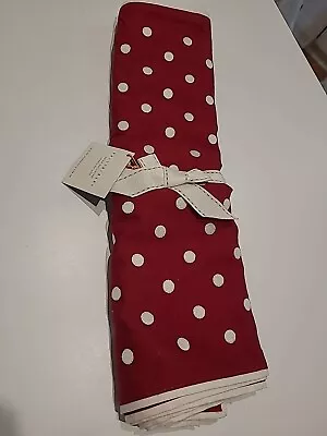 New Pottery Barn Maroon/White Polkadot Table Runner 18  X 70  • $25