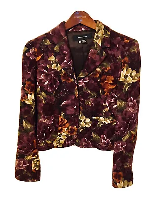 Zara Woman Purple Green Floral Lined Wool Blend Blazer Long Sleeve Pockets Sz M • $26.50