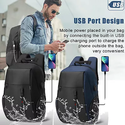 Anti-Theft Backpack School Travel Laptop Bag With USB Charging Port Waterproof • $23.98