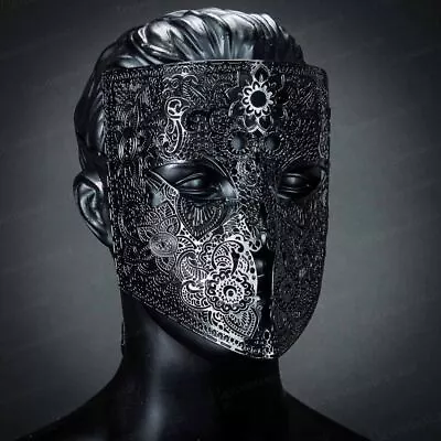 Bauta Mask: Men's Masks - Full Face Metal Masquerade Mask Black • $21.21