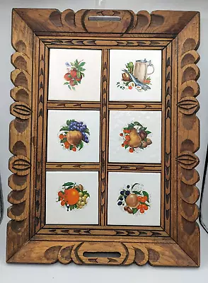 VTG Mexican Hand Carved Wood Serving Tray With Talavera Ceramic Tile Inlay MCM • $57.60