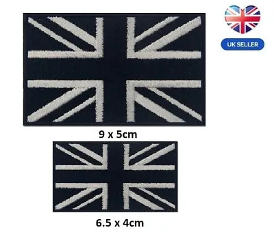 £2.99 • Buy Embroidered Union Jack British Patch Iron On/ Sew On Black UK Flag Badge 2 Sizes
