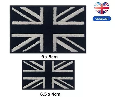 £2.99 • Buy Embroidered Union Jack British Patch Iron On/ Sew On Black UK Flag Badge 2 Sizes