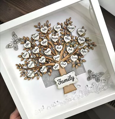 £29.99 • Buy PERSONALISED Big FAMILY TREE, Gift 3D Box Frame, Xmas, Birthday,Wedding,Annivers