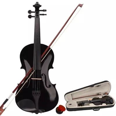 New 4/4 Acoustic Violin Case Bow Rosin Black • $58.25