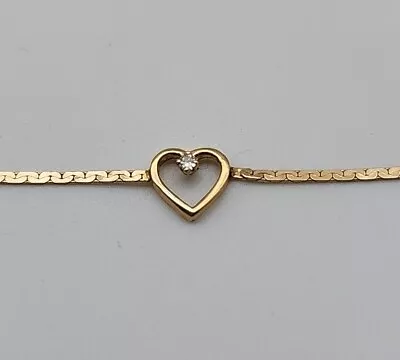 Vintage 14k Solid Yellow Gold Delicate Small Heart Bracelet Fast Shipping  • $169.99
