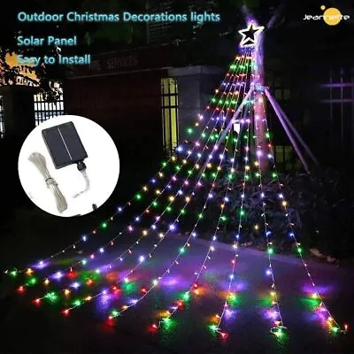 Outdoor Christmas Decoration Waterfall Solar Light 350 LED 8-mode Tree Light • $63.07