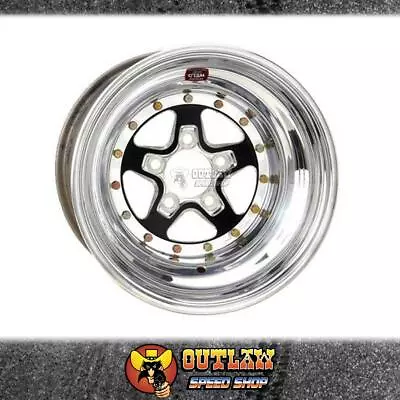 WELD WHEEL ALUMASTAR 15 X10 X3 BS FITS CHEV BLACK POLISHED OUTER - WE788B-510276 • $1541.55