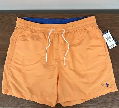 Polo Ralph Lauren Orange Navy Blue Hawaiian Boxer Swim Shorts Large L • £21