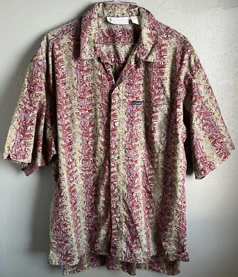 Columbia - Vintage Short Sleeve Button Up Shirt Mens Size XXL Red Cotton Pattern • $27.88