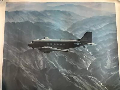 Vintage Silver Wings Douglas C-47 Over The Poster By R.G. Smith 19 3/4  X 16  • $49.99