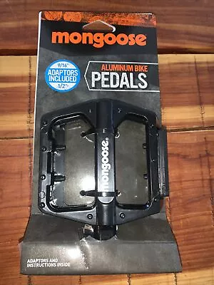 NEW Mongoose Aluminum Bike Pedals 9/16  & 1/2  Adaptors Included #MG78926 NIP • $15