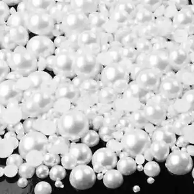 £2.99 • Buy Half Round Flat Back Pearls Beads Glue On Gems Craft Embellishments Card Making