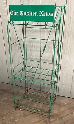 Vintage Metal Folding Kaspar Wire Works Newspaper Stand Rack - The Goshen News • $100