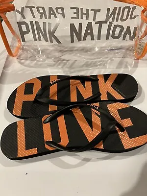 Victorias Secret PINK Flip Flops Orange Logo Small • $25.19