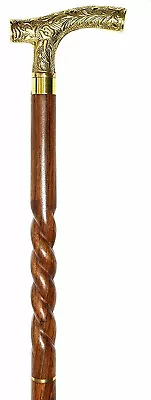 Designer Brass Victorian Handle Wooden Vintage Style Walking Stick Cane Antique • $27.49