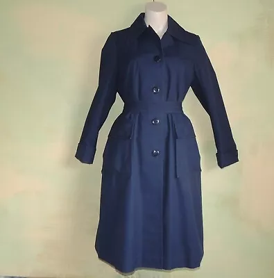 70s Spy Girl Trench Coat Gorgeous Pioggia By Nina De Rovira For Count Romi Blue • $165