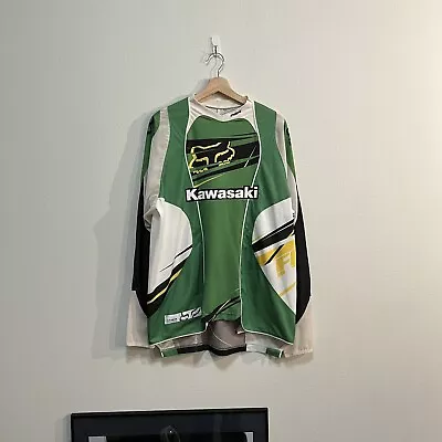 Vintage Fox Racing Moto Cross Kawasaki Simon MX Longsleeve Jersey Size Large • $33